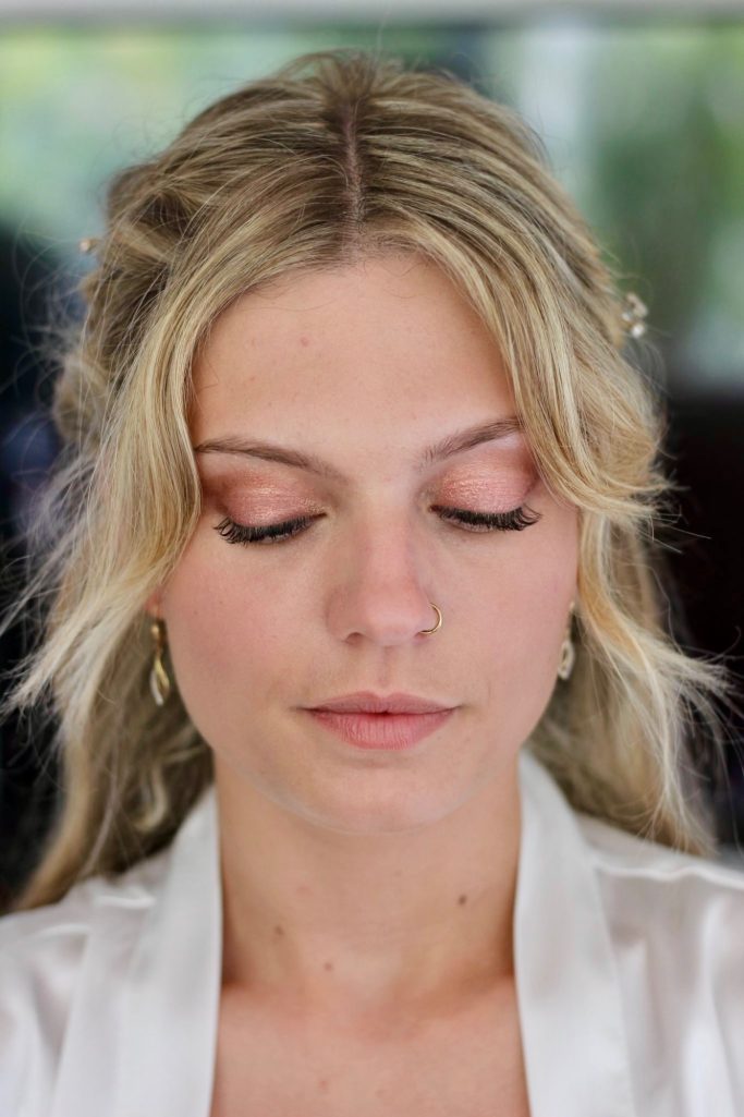 Haut Glow Detail Braut Haut Detail natürlicher Glow Make-up Hochzeit